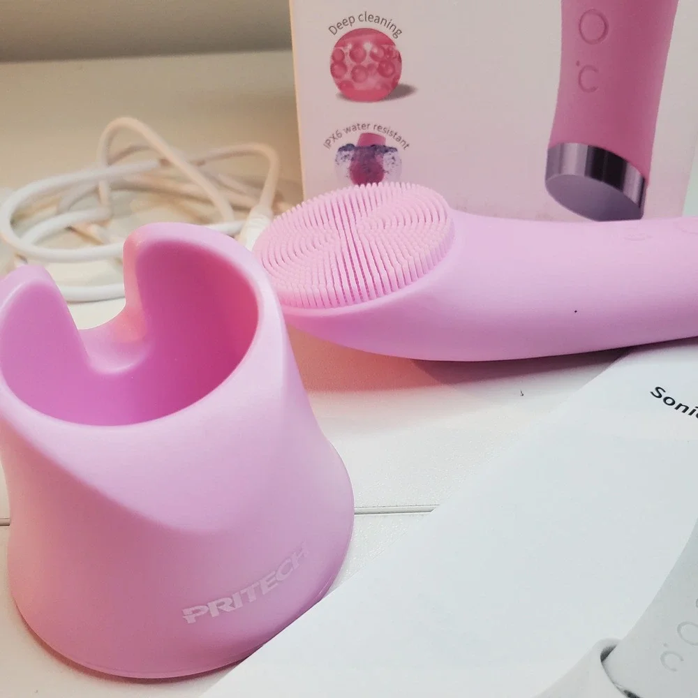 Pritech Sonic Facial Cleansing Brush Heat-Assisted Pink BCM-1485 NWT
